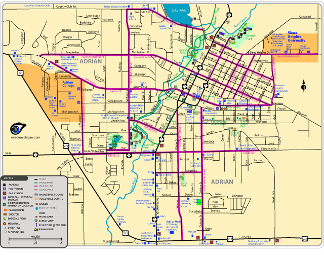 Adrian Area Bike Routes Map