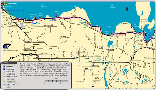 Munising - Marquette Bike Route Map