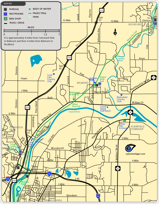 Comstock Park, Belmont, and Rockford Segment Map
